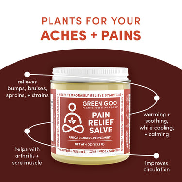 Pain Relief helps relieve symptoms related to aches, pains, bumps, bruises, sprains, strains, arthritis, sore muscles. Its warming soothing, cooling, calminging and improves circulation.